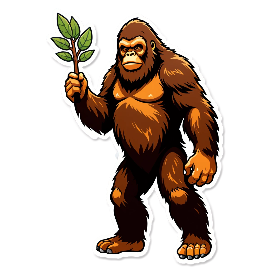 Sasquatch holding a branch, Sasquatch sticker