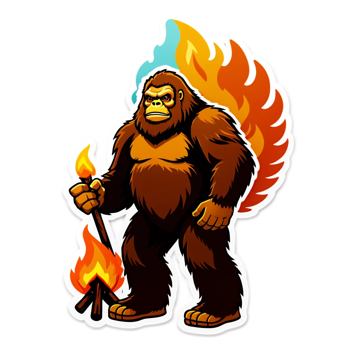 Sasquatch with a campfire, Sasquatch sticker