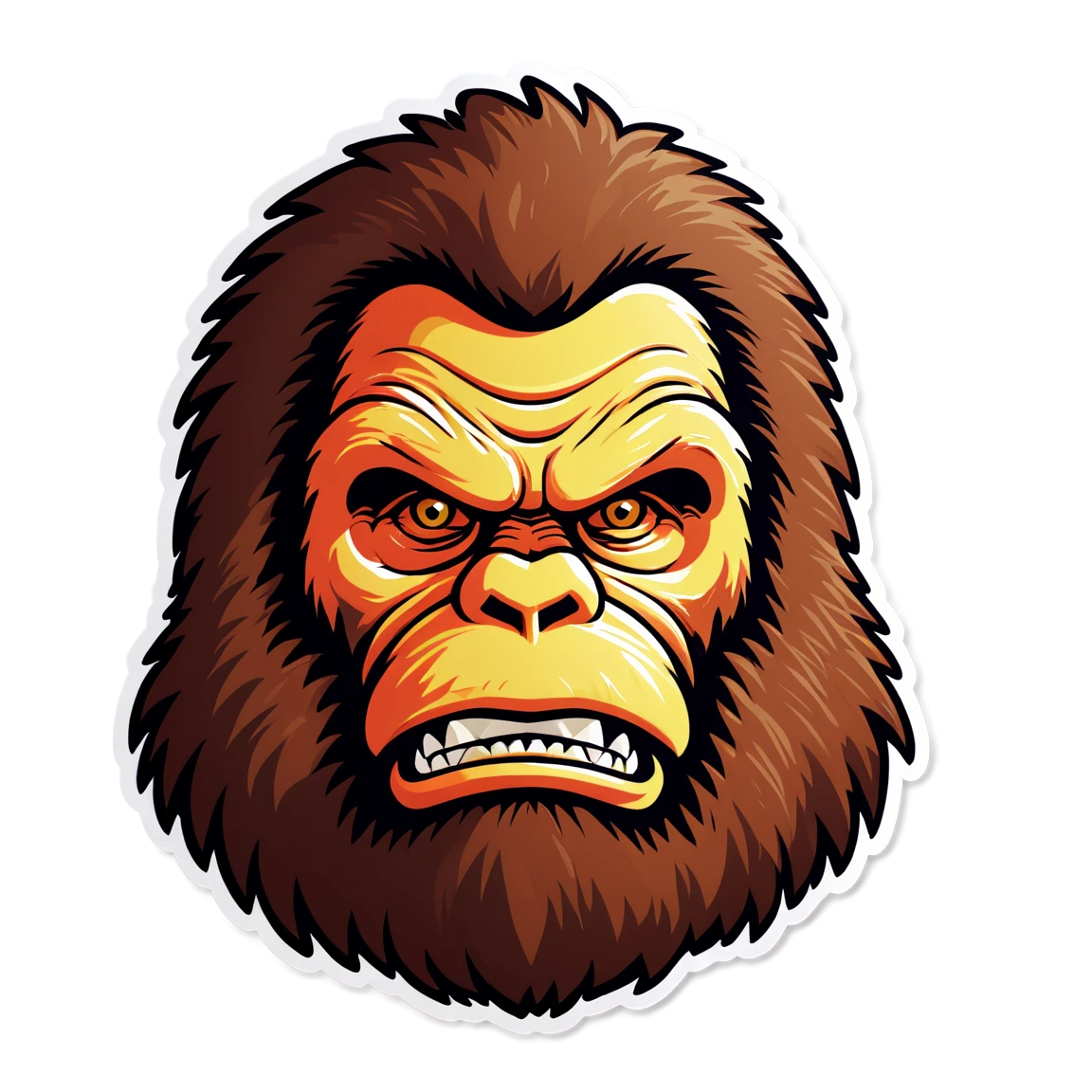 Sasquatch close-up face, Sasquatch sticker