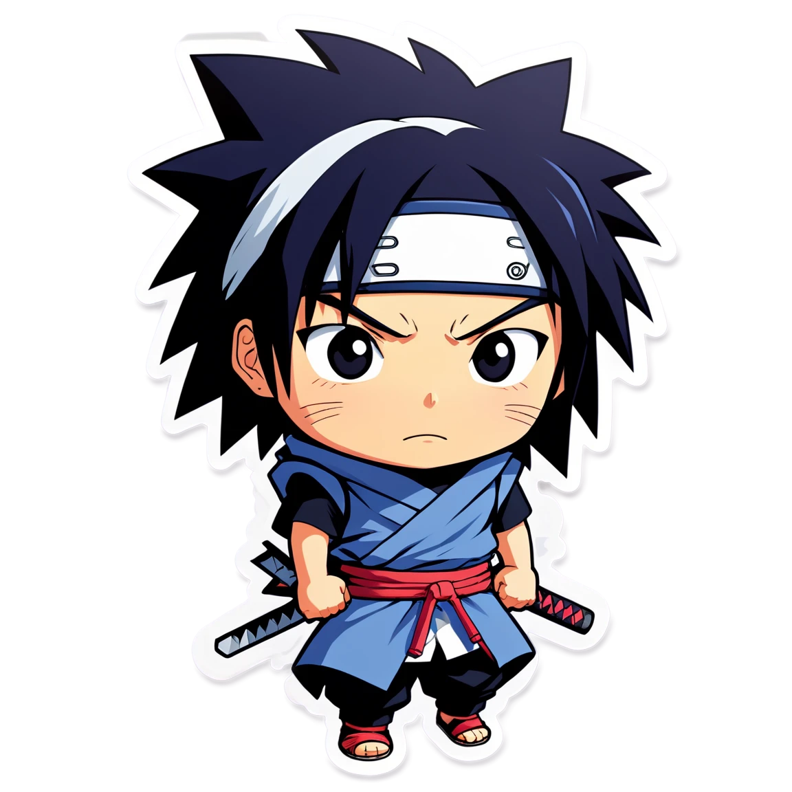 Sasuke wearing headband, ninja sticker, Sasuke sticker