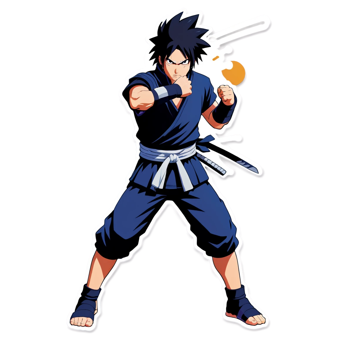 Sasuke in battle stance, ninja sticker, Sasuke sticker