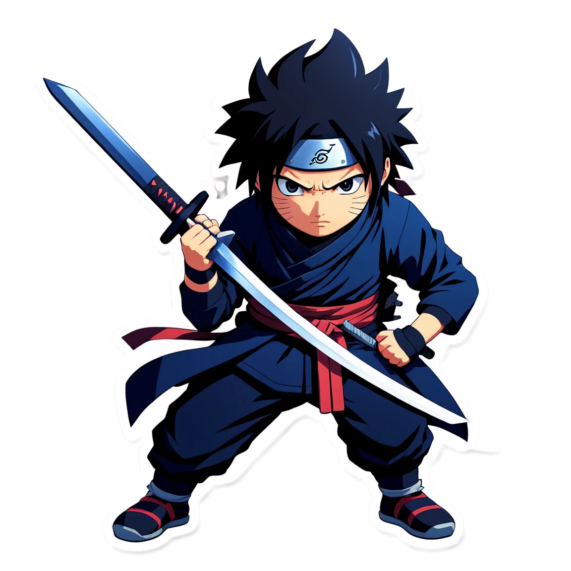 Sasuke with sword, ninja sticker, Sasuke sticker