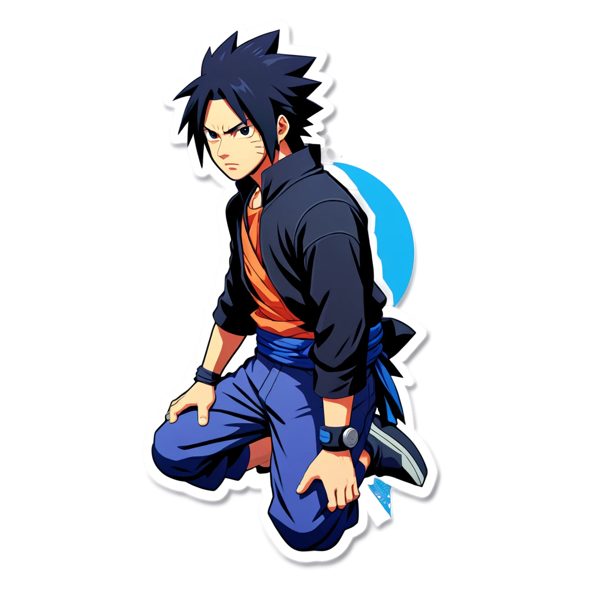 Sasuke on a rooftop, ninja sticker, Sasuke sticker