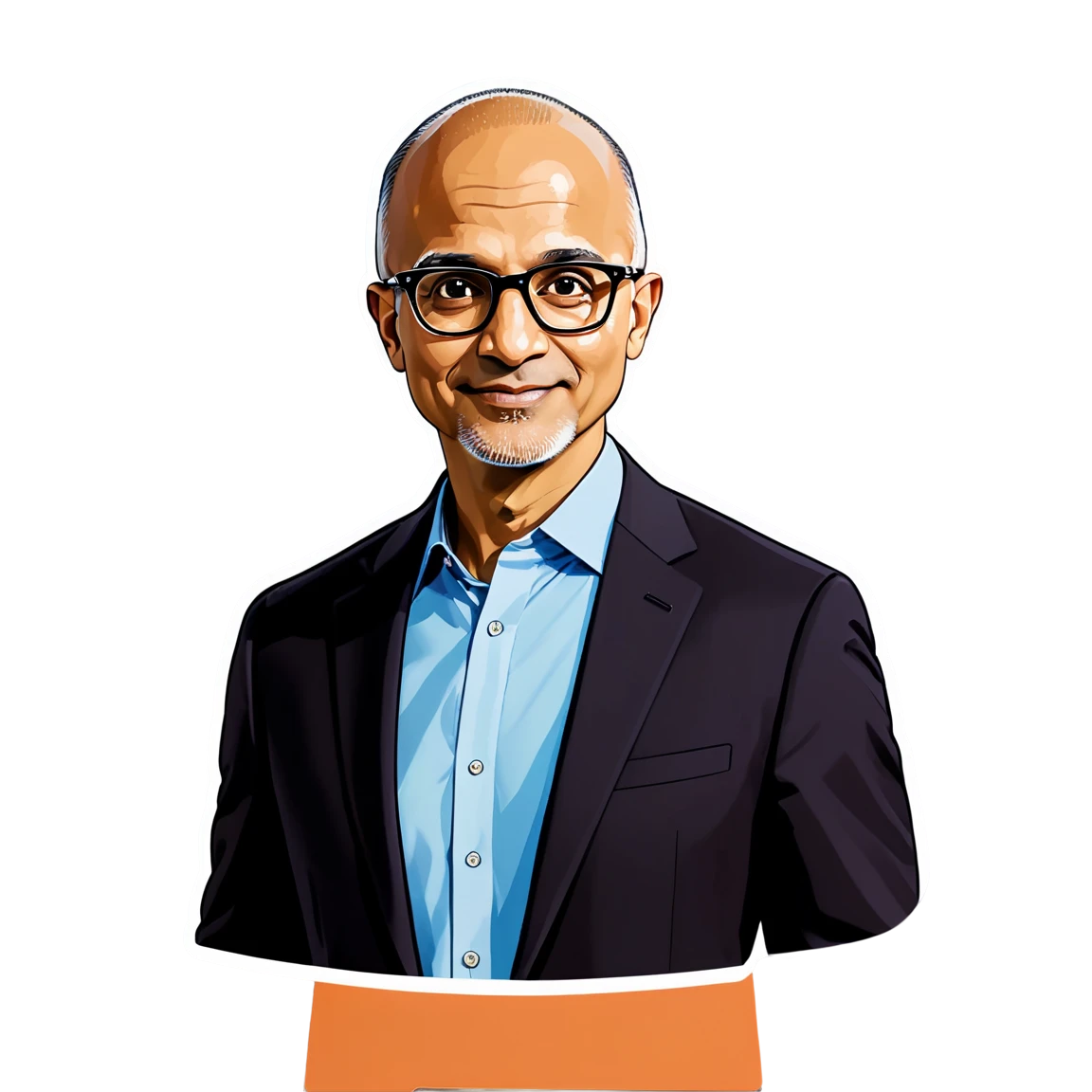 Satya Nadella with glasses, business sticker, Satya Nadella sticker