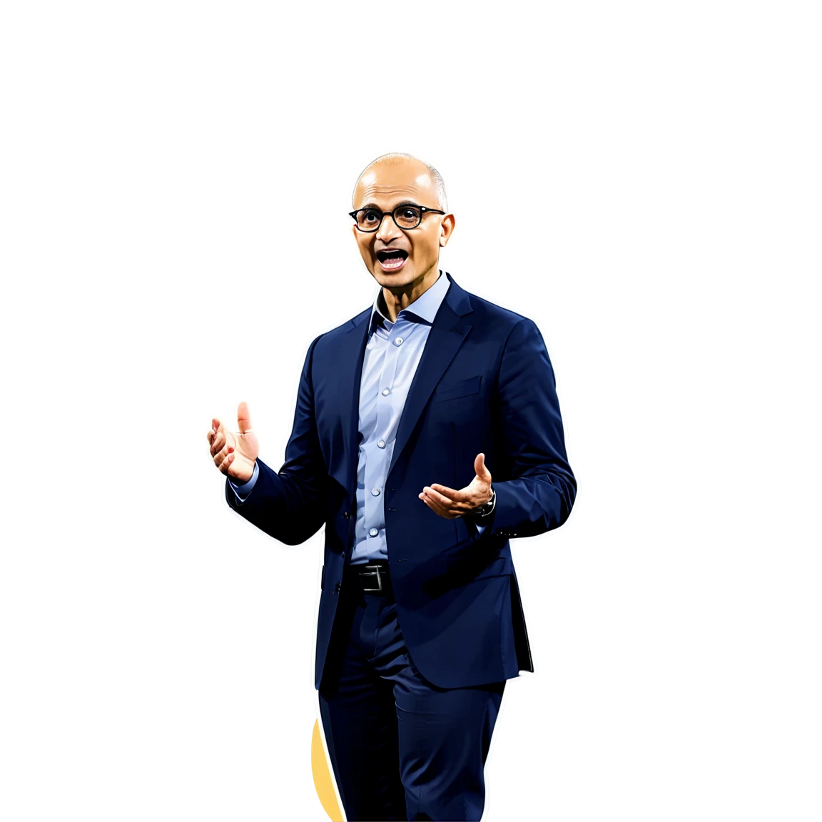 Satya Nadella giving a speech, business sticker, Satya Nadella sticker