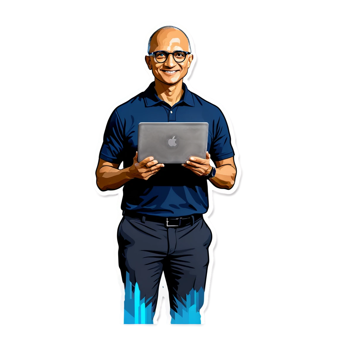 Satya Nadella holding a laptop, business sticker, Satya Nadella sticker