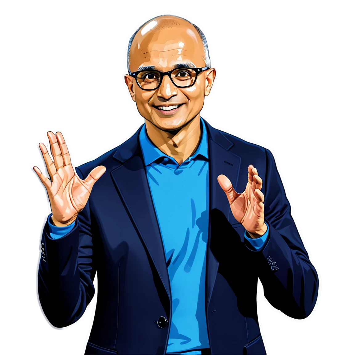 Satya Nadella gesturing with hands, business sticker, Satya Nadella sticker