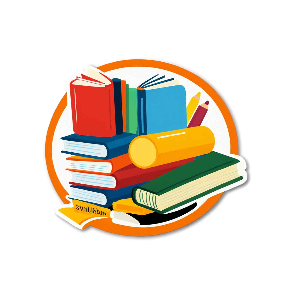 School sticker with books