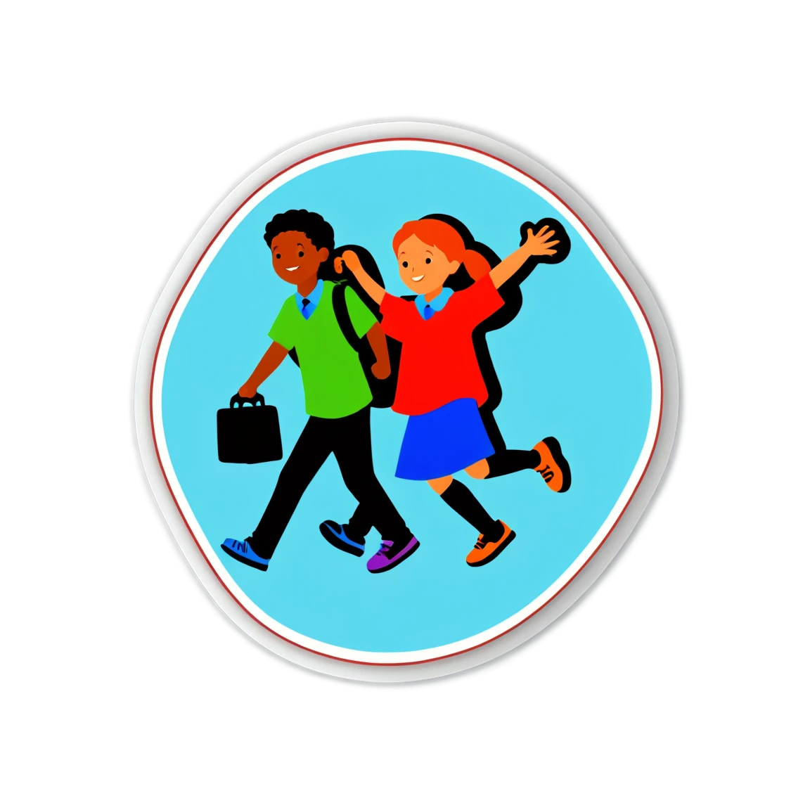 School sticker depicting recess