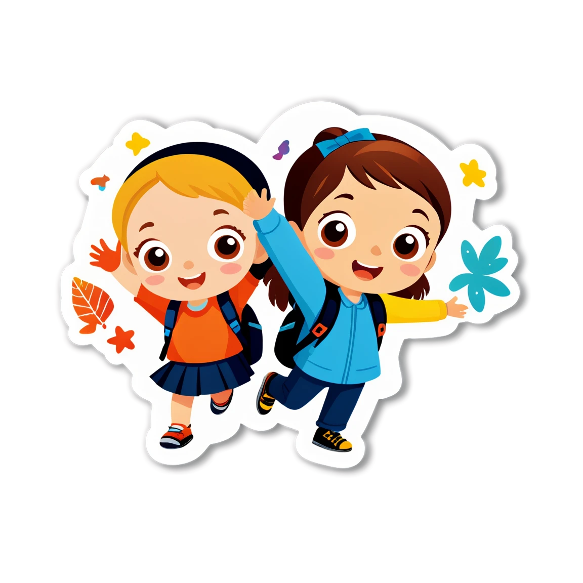 School sticker featuring kids