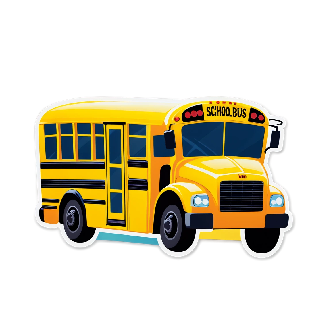 School sticker featuring a school bus