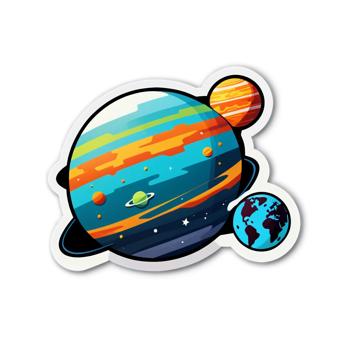 Planet exploration, science sticker