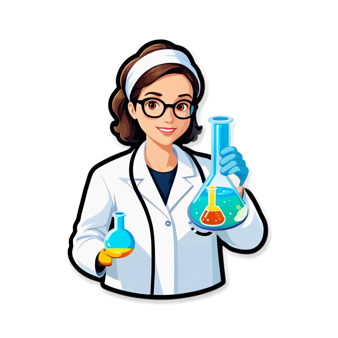 Scientist with lab coat, science sticker