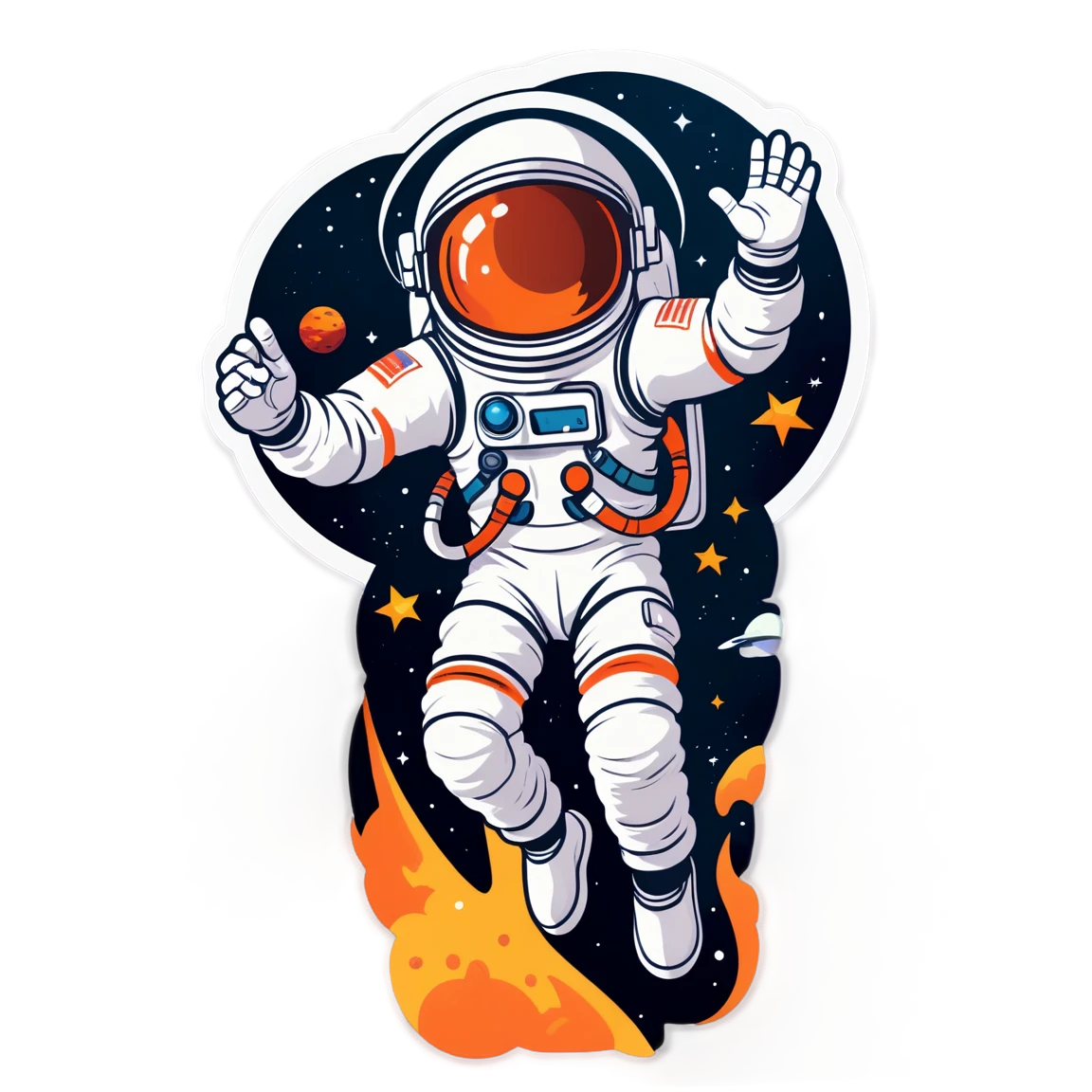 Astronaut floating in space, science sticker