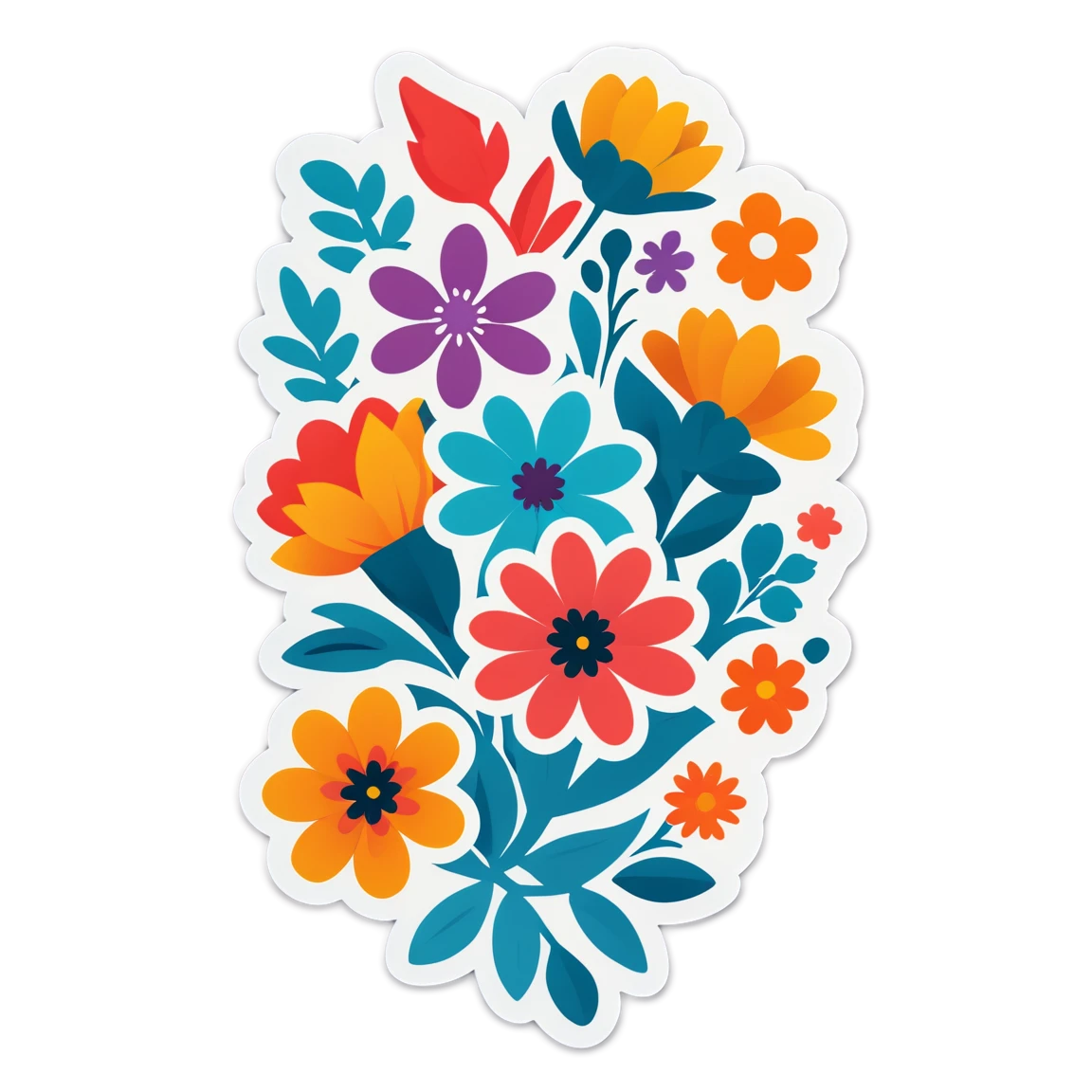 Scrapbook sticker with floral designs