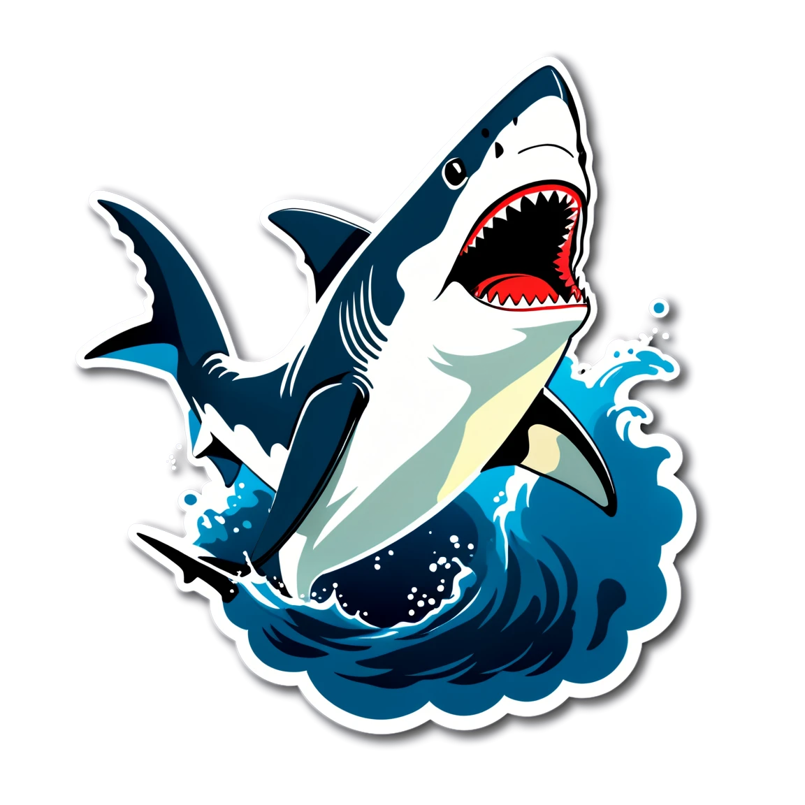 Great white shark jumping, shark sticker