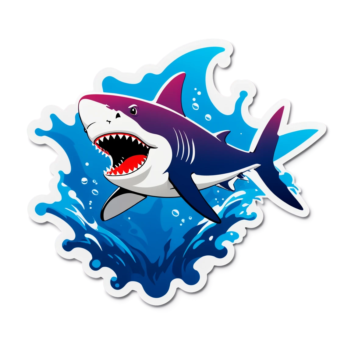 Friendly shark with water splash, shark sticker