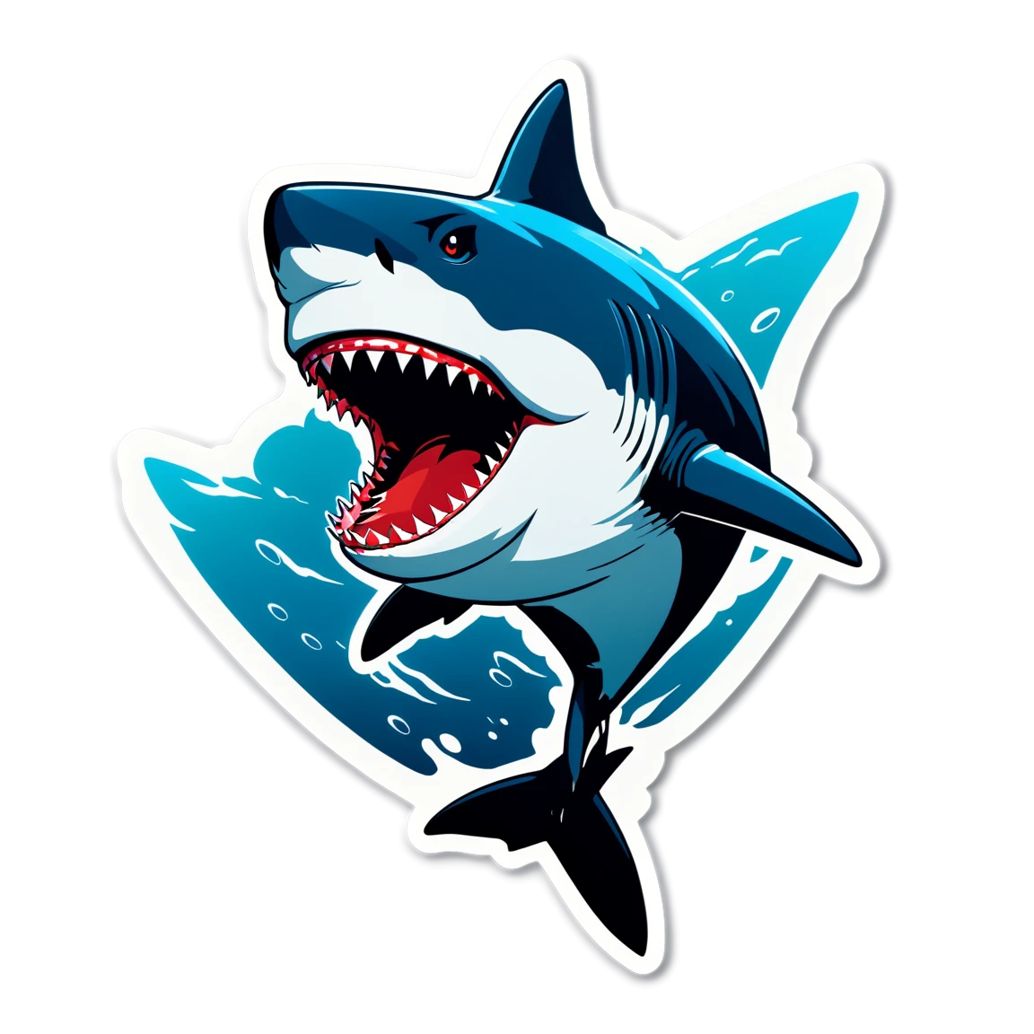 Dangerous shark in the ocean, shark sticker