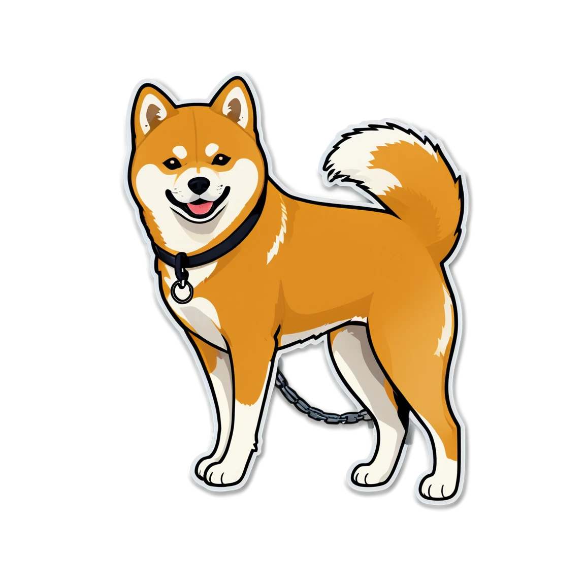 Shiba Inu with a leash, dog sticker, Shiba Inu sticker