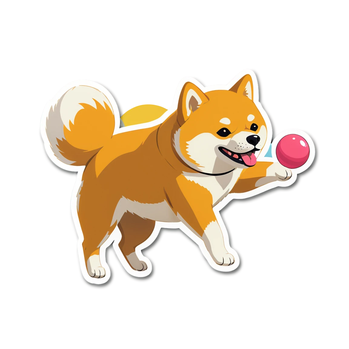 Shiba Inu playing fetch, dog sticker, Shiba Inu sticker