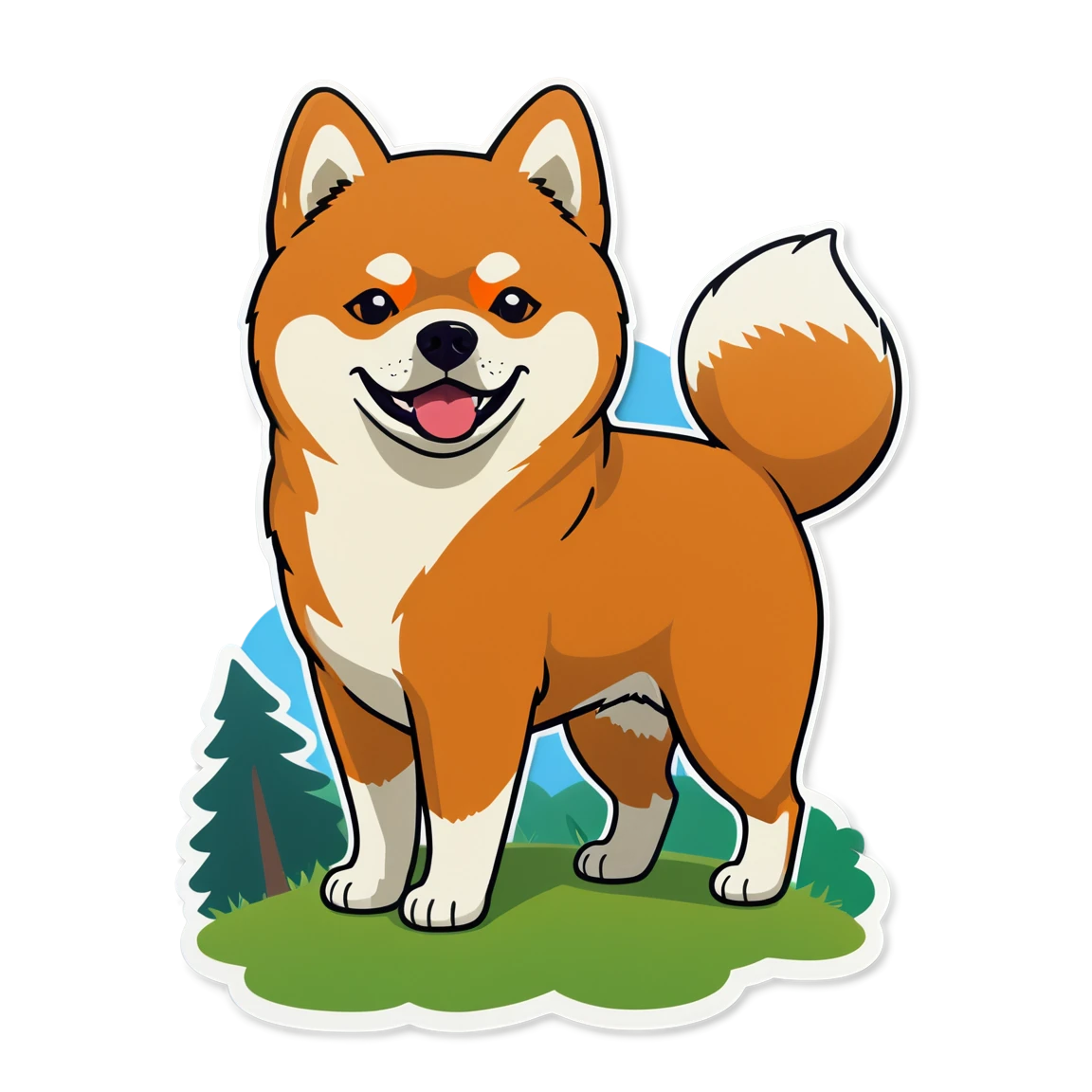 Shiba Inu in a park, dog sticker, Shiba Inu sticker