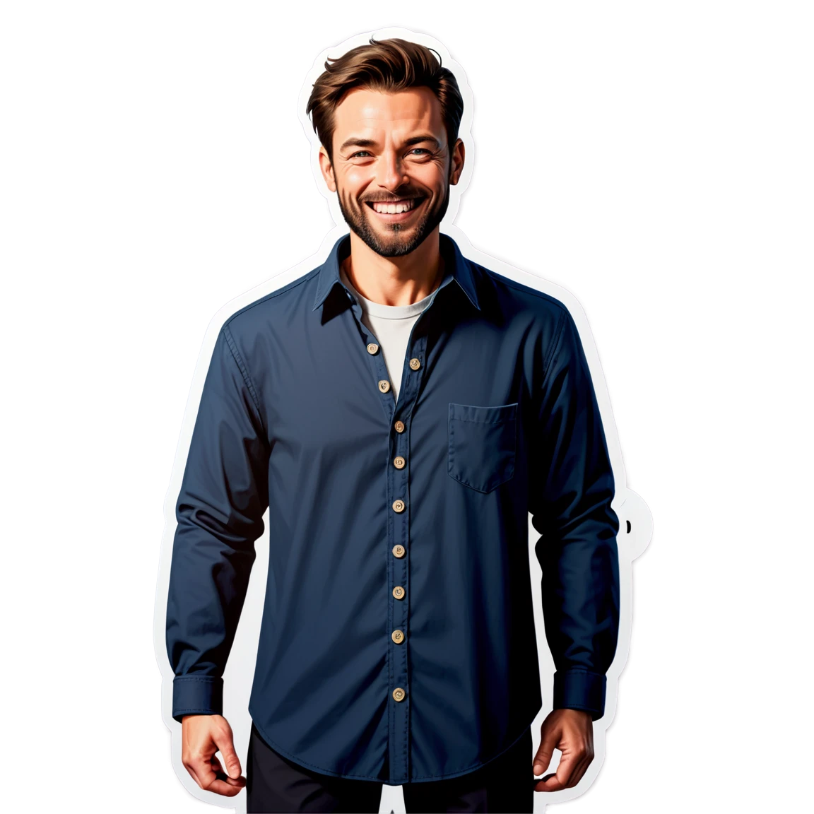 Button-up shirt, shirt sticker