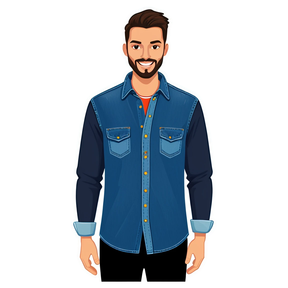 Denim shirt, shirt sticker