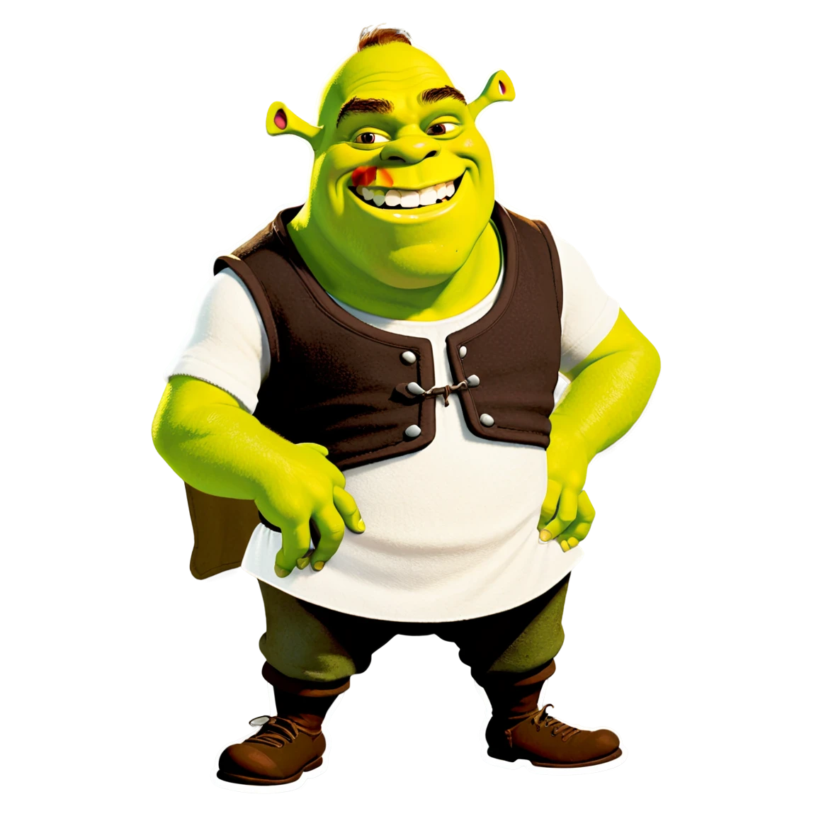 Shrek wearing a vest, Shrek sticker