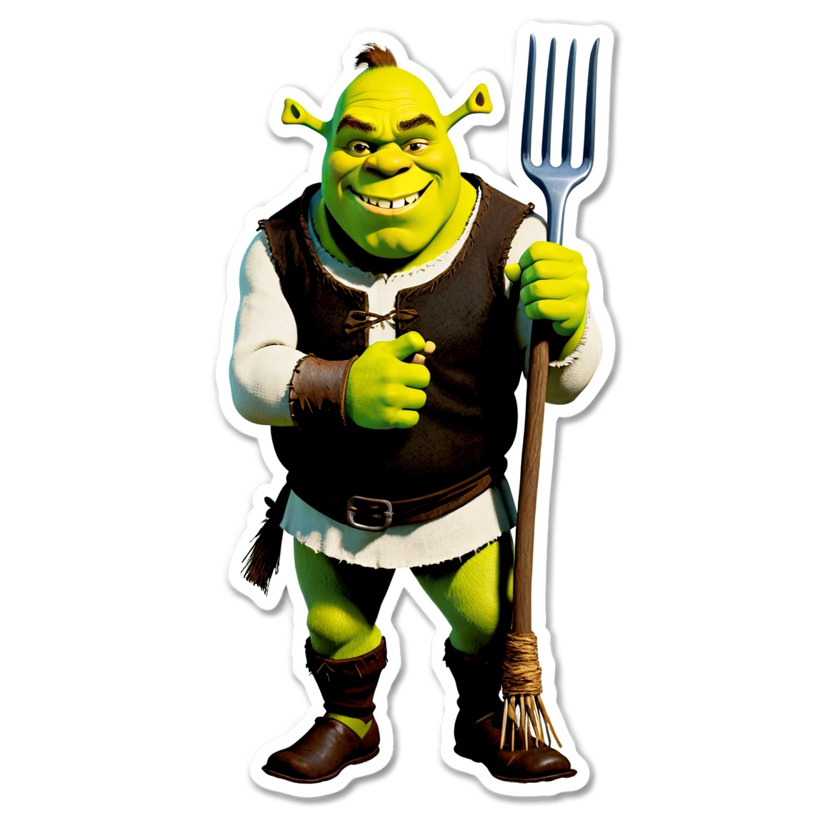 Shrek holding a pitchfork, Shrek sticker