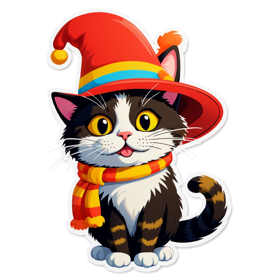 Cat wearing a hat, silly cat sticker