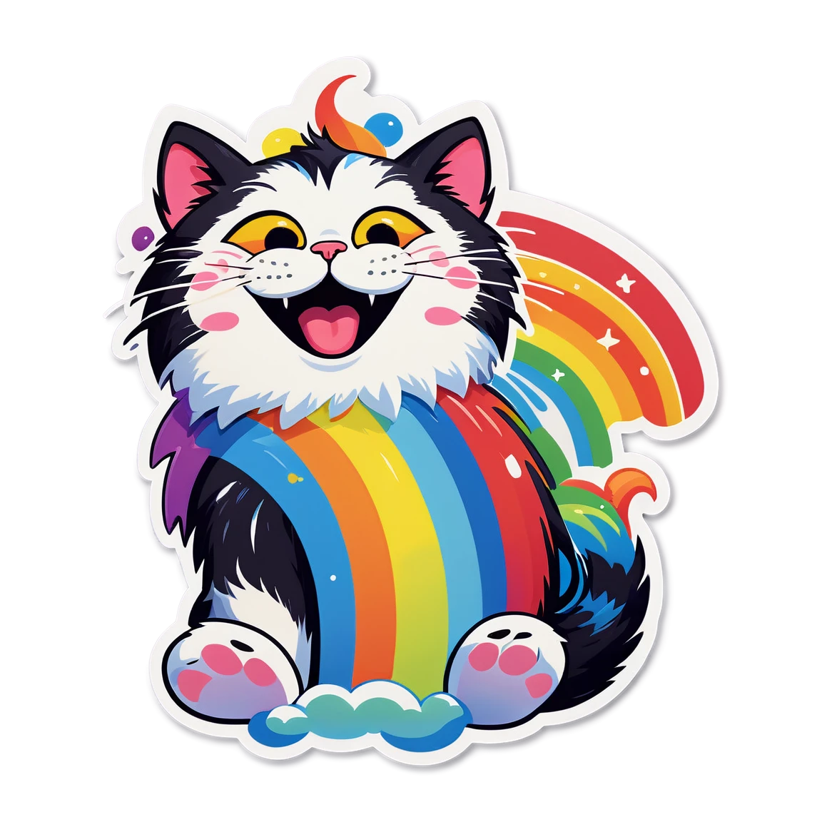 Rainbow cat, silly cat sticker