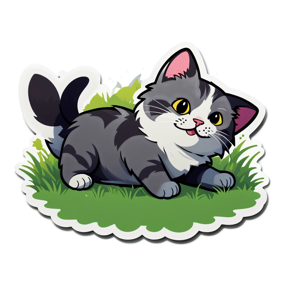 Cat playing with butterfly, silly cat sticker