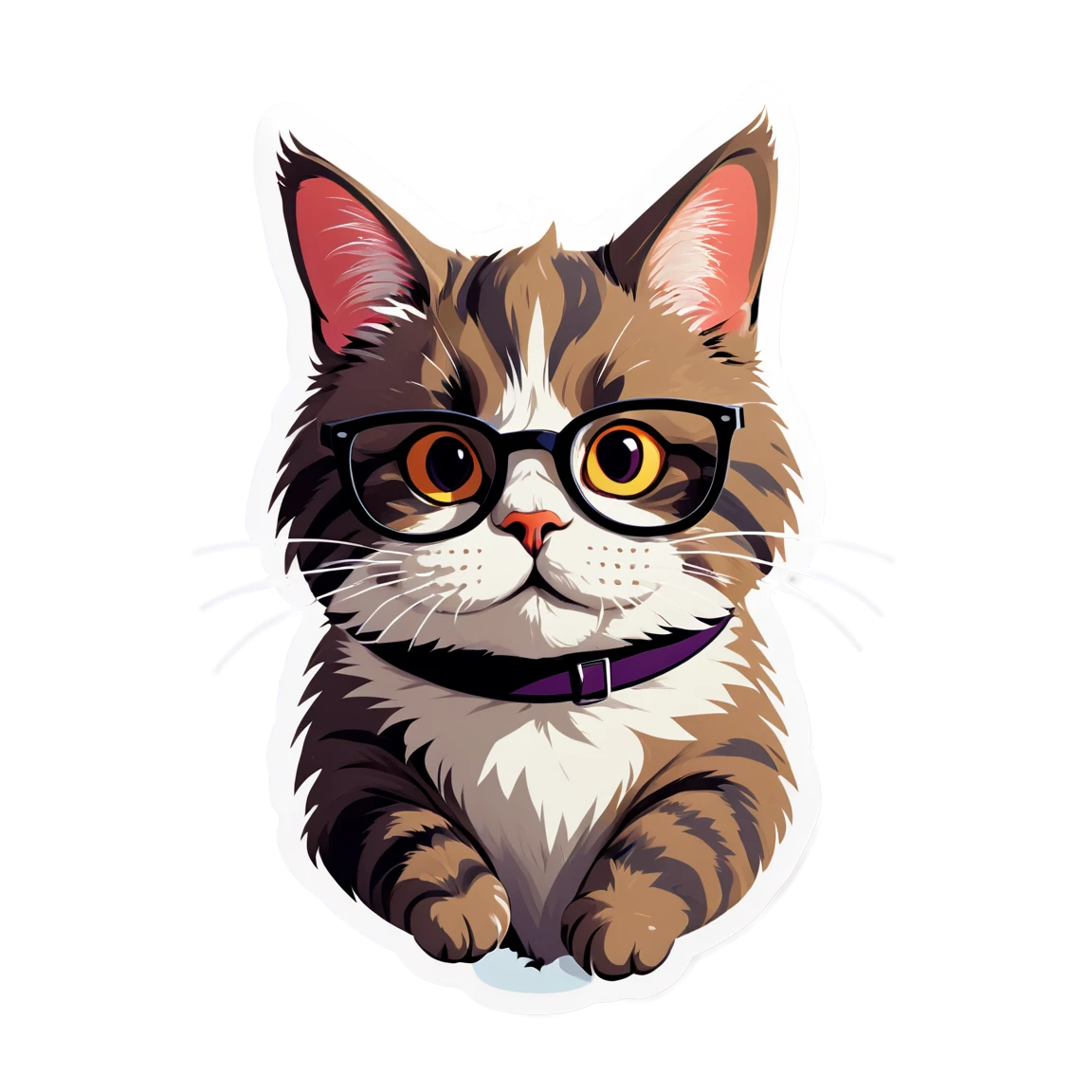 Cat with prescription glasses, silly cat sticker