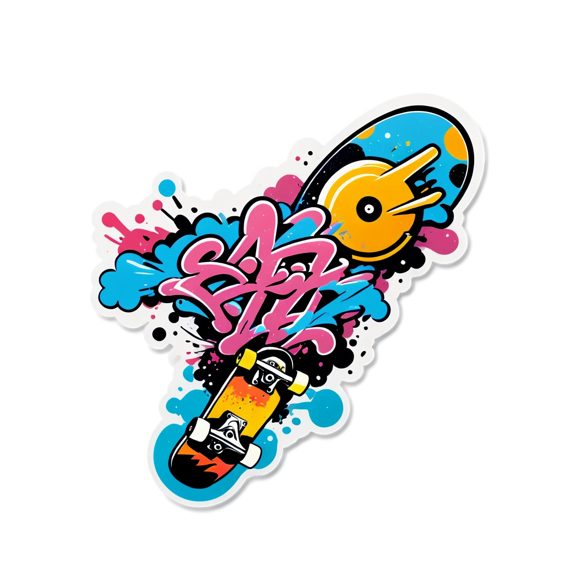 Skate graffiti, urban skating sticker, skateboard sticker