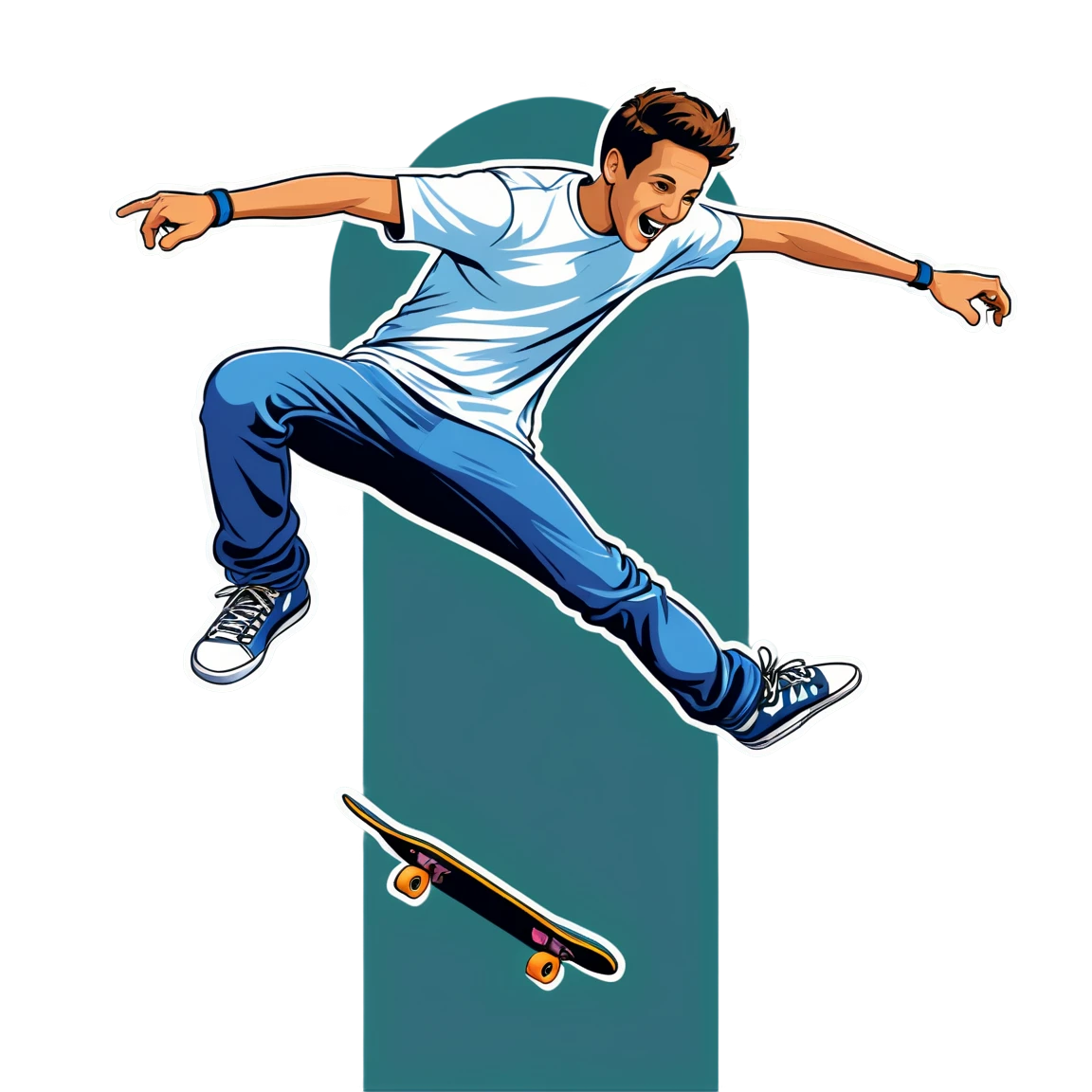 Skating flip, urban skating sticker, skateboard sticker