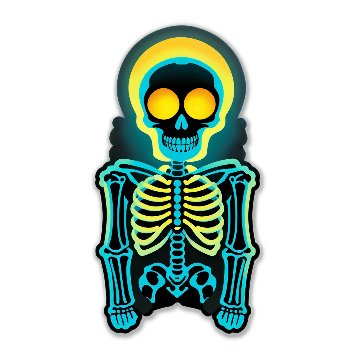 Skeleton with glowing eyes, skeleton sticker