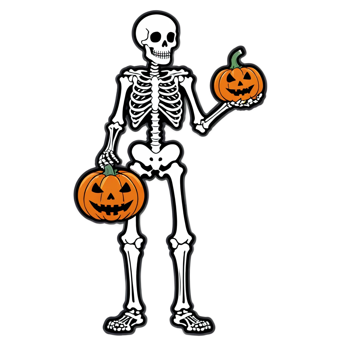 Skeleton with pumpkin head, skeleton sticker