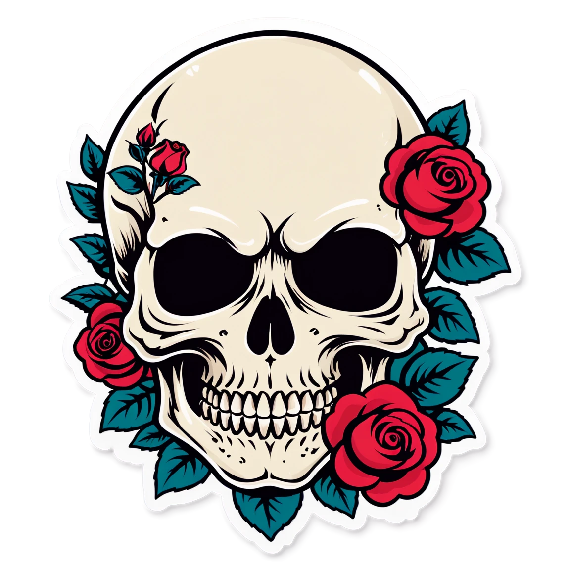 Skull with roses sticker