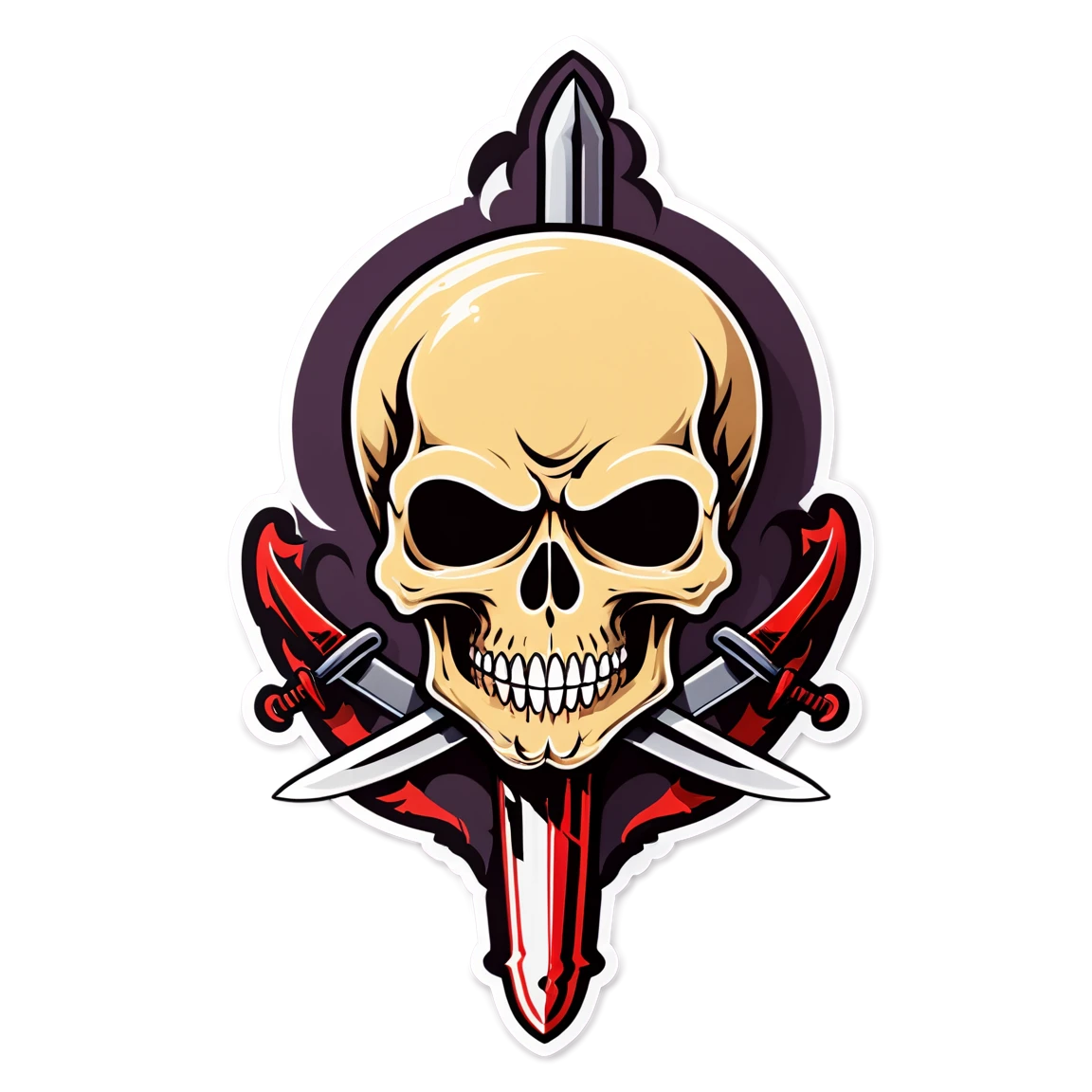 Skull with dagger sticker