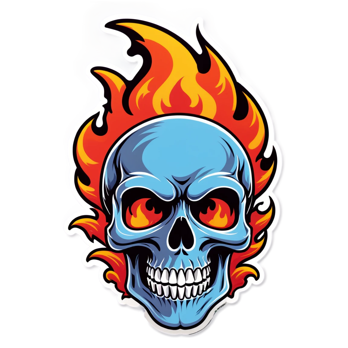 Skull with flames sticker