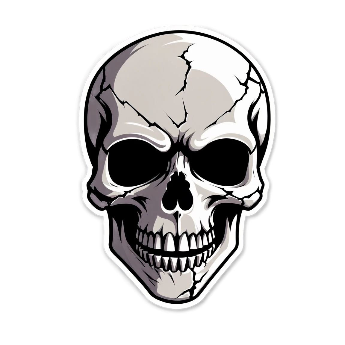 Cracked skull sticker