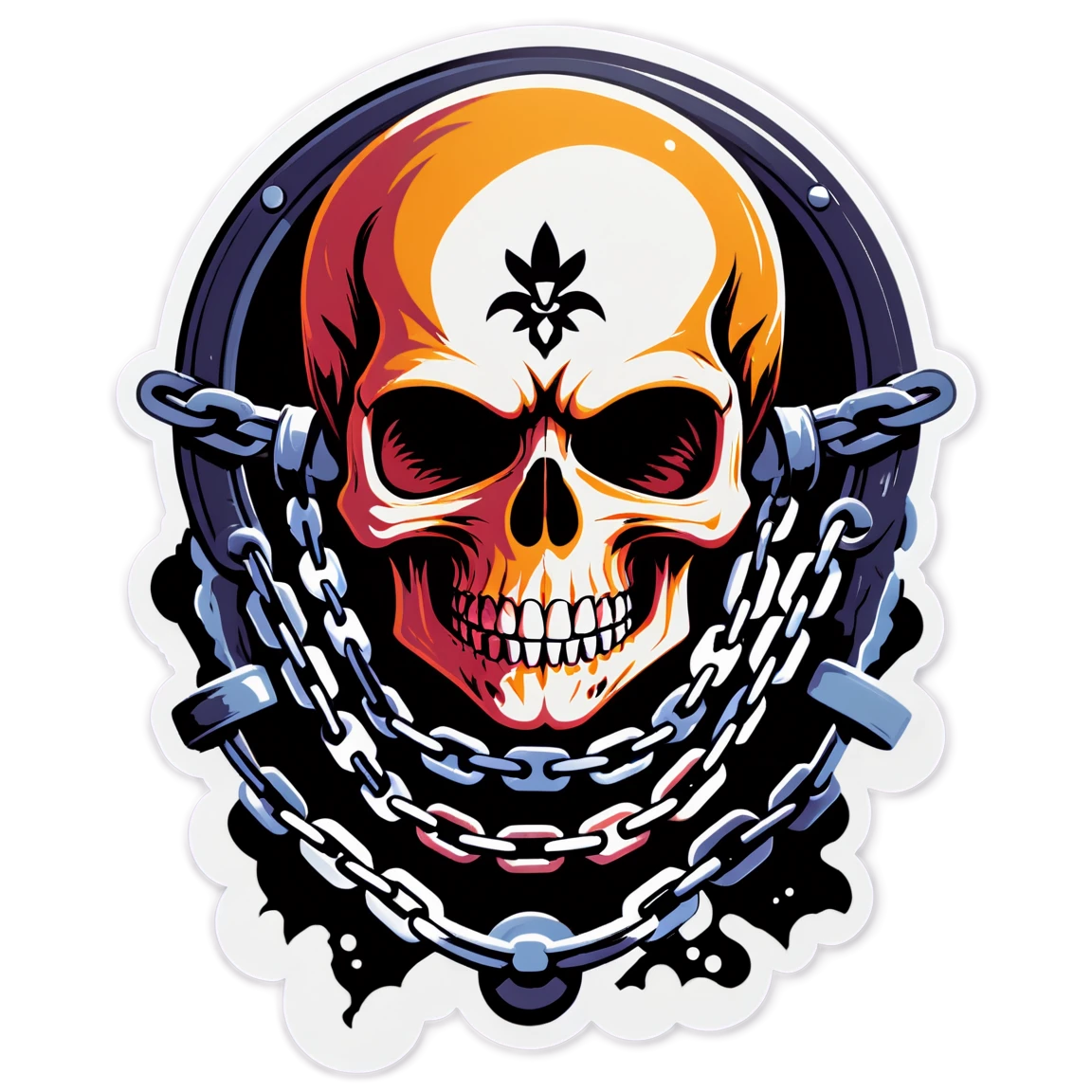 Skull with chains sticker