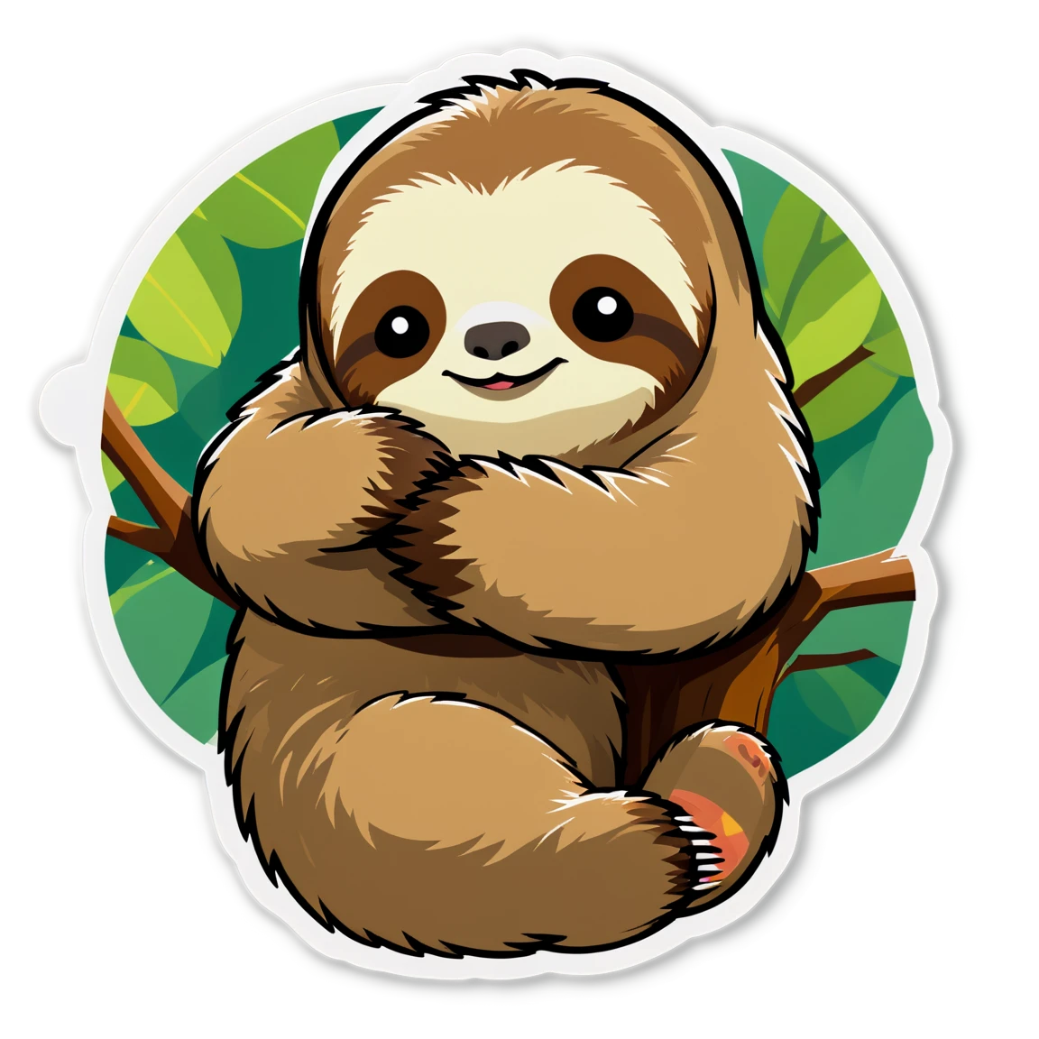 Sloth hugging a tree, sloth sticker