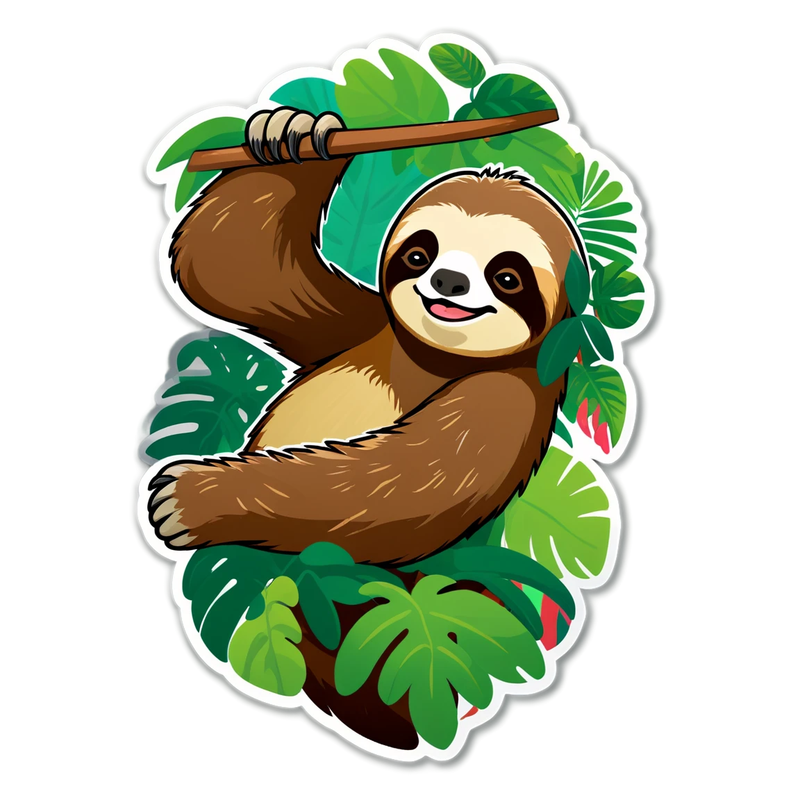 Sloth in the rainforest, sloth sticker