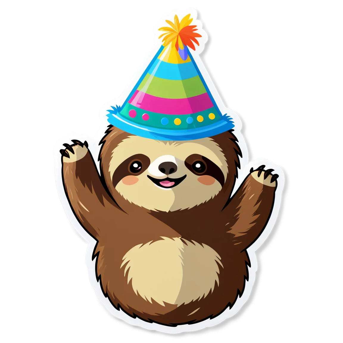 Sloth with a party hat, sloth sticker