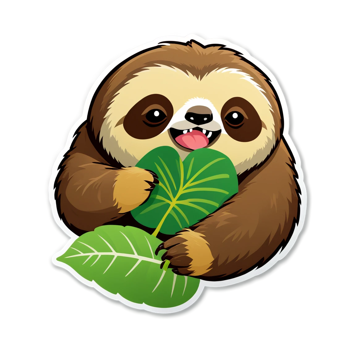 Sloth eating a leaf, sloth sticker