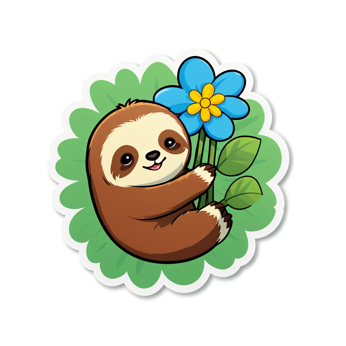 Sloth with a flower, sloth sticker