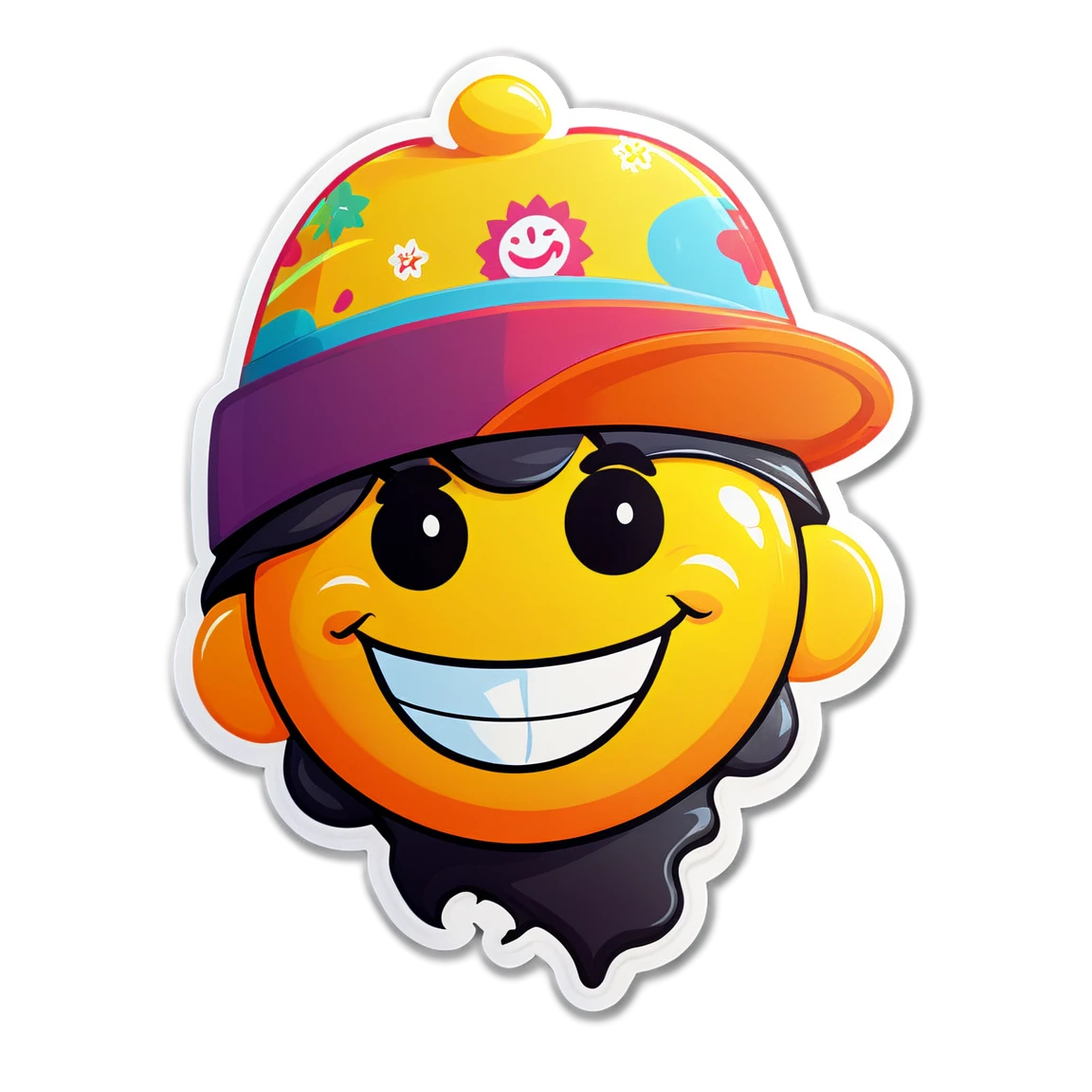 Smiley sticker with a hat