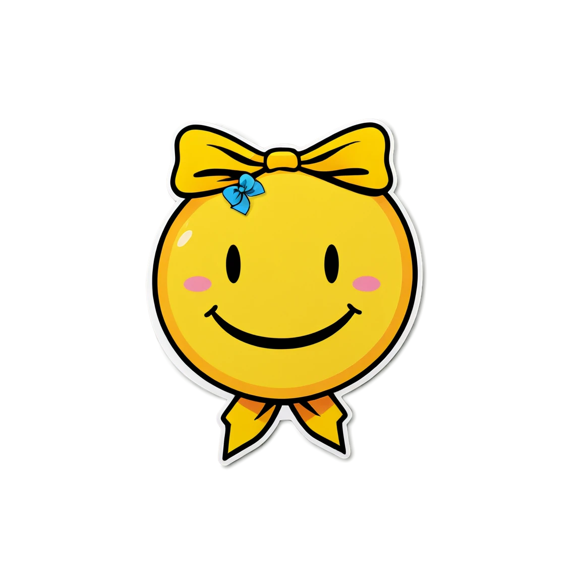 Smiley sticker wearing a bow