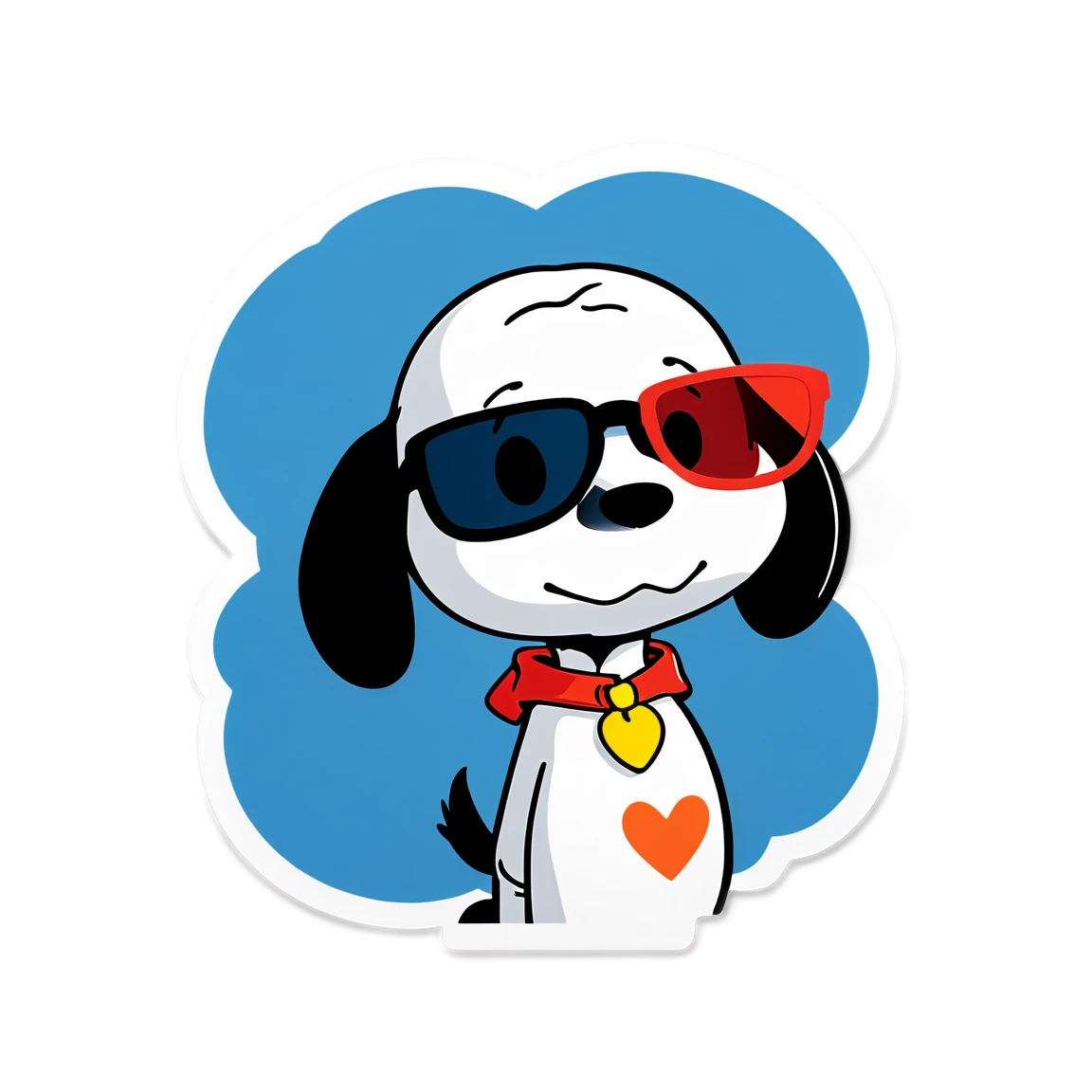 Snoopy with sunglasses, snoopy cartoon sticker, snoopy sticker